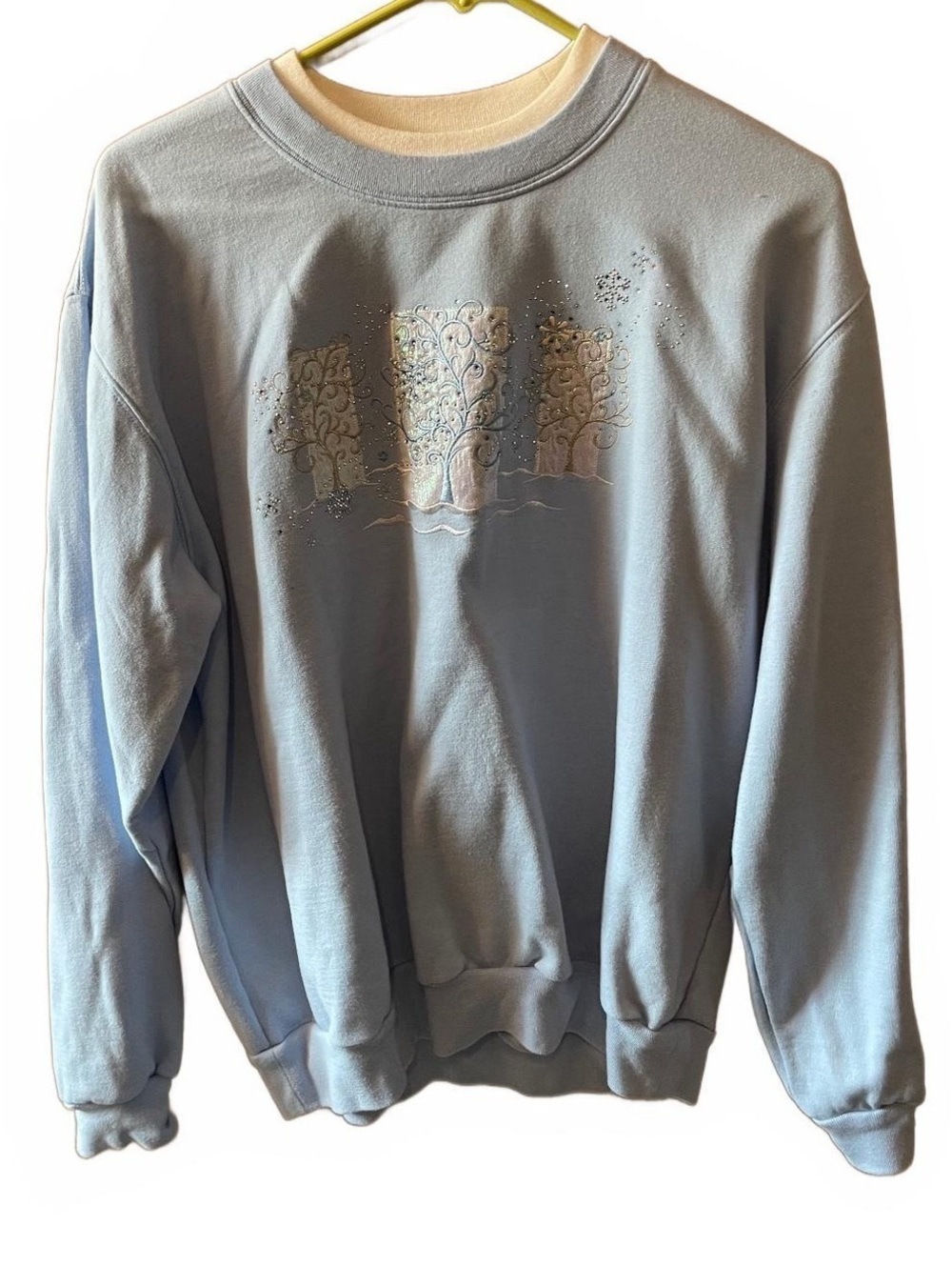 Decorated Originals Light Blue Sweatshirt Large Cotton Blend